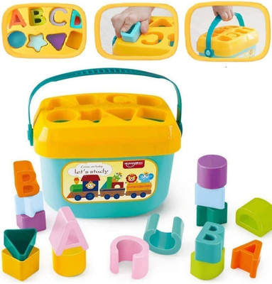 Mira Farmcraft Baby's First Shape Sorting Blocks Learning Intellectual Toys 16 Building Blocks(Multicolor)