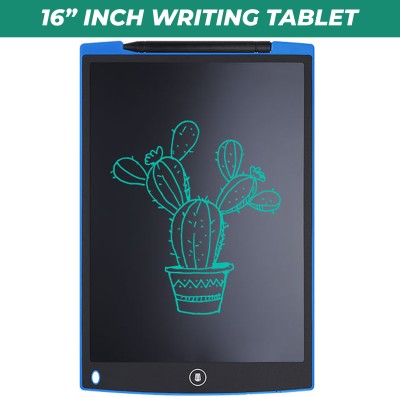 MOOZMOB 16 Inch Writing Tab for Kids Reusable Erasable Big Size Writing Board with Pen(Blue, Black)