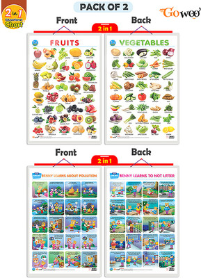 GO WOO Packof2|2IN1FRUIT&VEGETABLE&BENNYLEARNSABOUTPOLLUTION&BENNYLEARNNOTTOLITTERChart(Yellow)