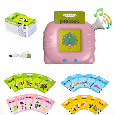 HAPPYHUB Interactive Kids Learning Audio Flash Card Device with Sound – 112 Picture Cards(Multicolor)
