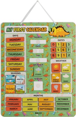 Inkdotpot My First Calendar Board For Kids Preschool Wall Hanging Learning Calendar Board(Green)