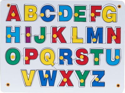 Laserbot Wooden English Aphabet A TO Z Knob Interlocking Alphabet Puzzle KIDS Learning(Multicolor)