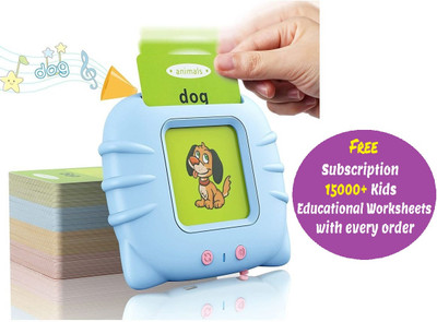 Kidsaholic Talking Flash Card Learning Device Toy 224 Words Sounds Play - USB Rechargeable(Multicolor)
