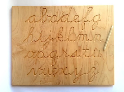 FORSIKHA Small Alphabet Tracing Board Montessori Writing Slate Preschool Learning Toys(Beige)