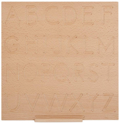 HIGHSEAS Alphabet Trace Board Wooden Letter Tracing Board ABC Writing Practice Slate Toys(Beige)