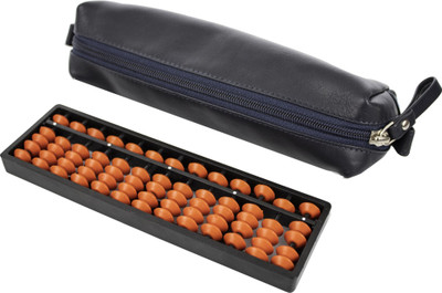 Spillbox Abacus Math Learning Kit for Kids 13 Rod Brown with Square Pouch -Navy Blue(Blue)