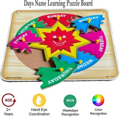 Plus Shine Matching Week Days Name Learning Toys Puzzle Days Name Practice Boards Game(Beige)