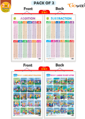 GO WOO Packof2|2IN1ADDITION&SUBTRACTION&BENNYLEARNSABOUTPOLLUTION&LEARNNOTTOLITTERChart(Pink)
