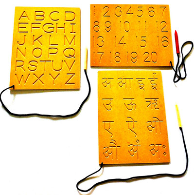 PETERS PENCE ENGLISH, HINDI ALPHABET WRITING PRACTICE BOARD ALONG WITH NUMBER TRACING WRITING PRACTICE BOARD WITH DUMMY PENCIL FOR KIDS PRE PRIMARY EDUCATION(Brown)