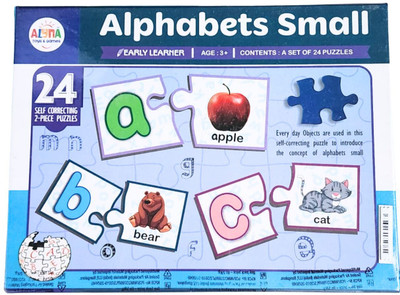 nino's Alyna Alphabets Small puzzle 48 pieces, 24 self correcting for early learners(Multicolor)