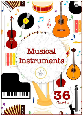 the curious bees Musical Instruments Flash Cards | 36 Laminated Cards | Age Group: 2-5 Years(Multicolor)