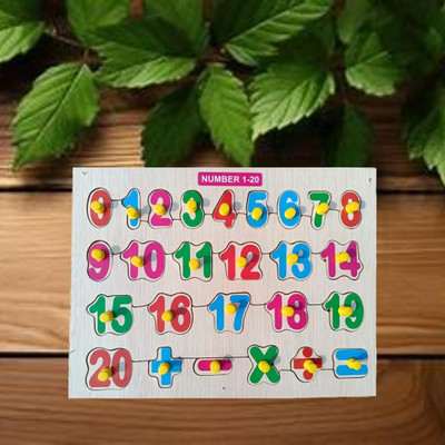KUZZLE Wooden Numbers 1–20 Puzzle Board – Educational Learning Toy(Multicolor)