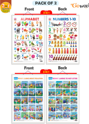GO WOO Packof2|ALPHABET&NUMBER1-10&BENNYLEARNSABOUTPOLLUTION&BENNYLEARNSNTOLITTERChart(Purple)