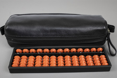 Spillbox Abacus Math Learning Kit for Kids 13 Rod Brown with Square Pouch -Black(Black)