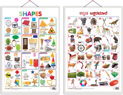 GO WOO Pack of 2 Shapes and Kannada Alphabet Educational charts(Blue)