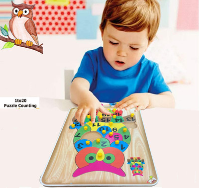 blue seed Counting learning toy, Number Puzzle Math 1234 Learning board Peg Puzzle game(Beige, Multicolor)