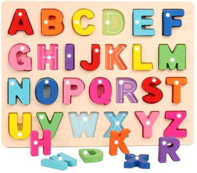 Alafi wooden abcd board Alphabet Number Shape learning / educational skill game(Multicolor)