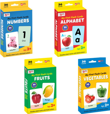 Little Berry My First Flash Cards for Kid Set of 4- ABC, Number, Fruits, Vegetables-144 Cards(Multicolor)