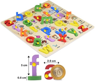 Plus Shine Educational Learning Toys 3D Small Alphabet & Number Board Puzzles with Pictures(Beige, Multicolor)