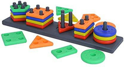 EBBSTONE Plastic Geometric Puzzle Stacker Shape Sorter Stacking Set Kids Games(Multicolor)
