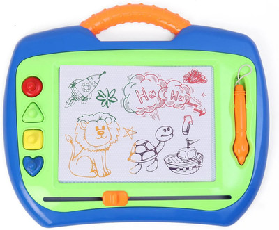 YUIOP - 2 In 1 Magic Magnetic Slate With Shapes Stamps & Pen Erasable Doodle Pad Board(Multicolor)