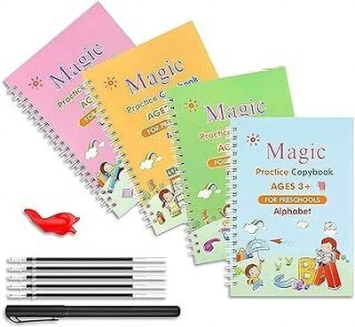 Labhimpex 451-Magic Practice Copy, (4 + 10 Refill+ 2 Pen +2 Grip) Set-292-451-AA-2551(Multicolor)