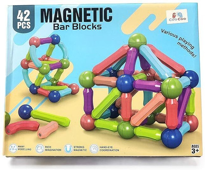 NEELAM ENTERPRISES Magnetic Bar Blocks Building Set, 42 Pieces, Educational STEM Construction Toy(Multicolor)