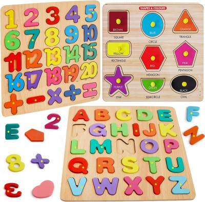 SHALAFI Colorful ABC Alphabets/Numbers/Shapes Puzzles Learning Educational Toys Games(Multicolor)