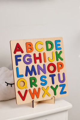 Alafi wooden abcd board Alphabet Number Shape learning / educational skill game(Multicolor)