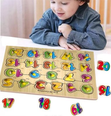 BOZICA Wooden Educational learning (0-20) number 1234 counting Numeric maths Puzzle(21 Pieces)