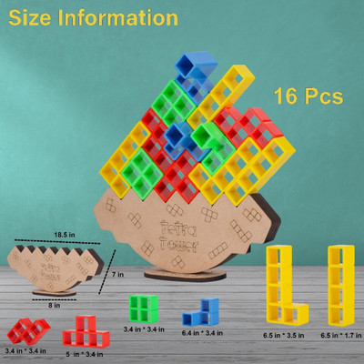 Zuuluzrs Tetra Tower Game 16 Pcs Stack Tower, Swing Stack High Balance Building Block(Multicolor)