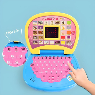 Happy bive Battery Operated Educational Learning Laptop Toy with LED Display and Music 10(Multicolor)