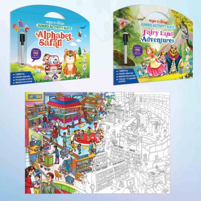 GO WOO ALPHABET, FAIRY LAND ADVENTURES ACTIVITY MATS, GIANT AT THE MALL POSTER(Multicolor)