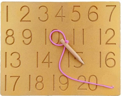 FireFlies Wooden Number (1-20) Writing Practice Board for Kids (Pack of 1)(Brown)