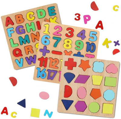 VIDGY Learning Alphabet Number Shapes Puzzle Board for Toddlers or Kids(Multicolor)