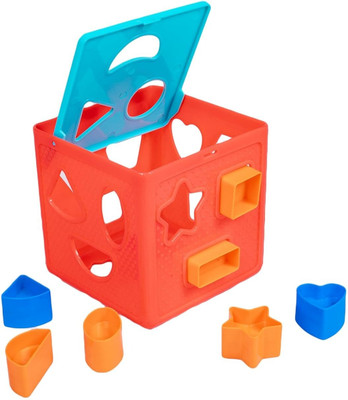 PRIMEFAIR Blocks Shape Sorter Cube Building Blocks 18 Holes Matching Box Toys - Multi(Multicolor)