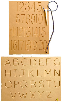 REWASHREE CRAFT WORLD Reading & Writing Capital Alphabet/Numbers 1-20 Board for Kids(Brown)