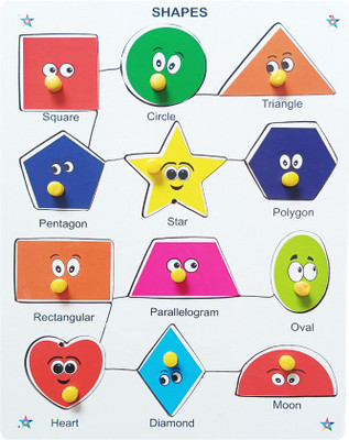FireFlies Wooden Shapes Puzzle Pre-School Learning Puzzle for Kids Age3-5 Y (Pack of 1 Pc)(1 Pieces)