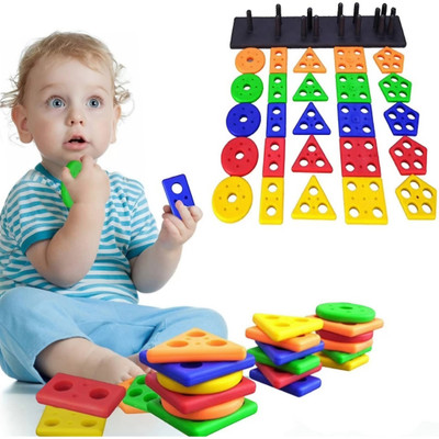 LEVIATHAN Geometric Puzzle Stacker Shape Sorter Stacking Set Age 3+ Activity Toys(Multicolor)