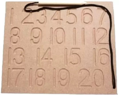 jaraglobal Wooden 1 to 20 Counting Number Tracing Board Writing Practice with Dummy Pencil(Brown)