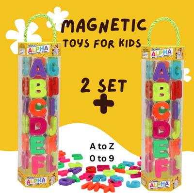 Nongi 2 Set Learning Toy A-Z 0-9 Magnetic Alphabet Number storage box Learning tray(Multicolor)