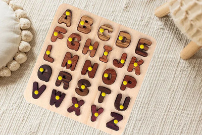 SHALAFI Capital Alphabet Letters Learning Educational Puzzle Toy 3D Alphabets Blocks(Multicolor)