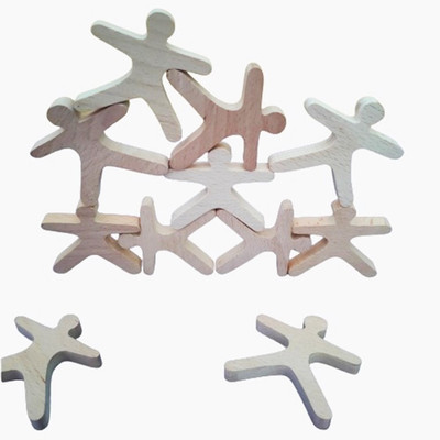 URBANE CHIC Acrobats Balancing Toy Set of 16 Pieces Stacking Shapes Blocks Wooden(Brown)