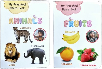 VINMOT Preschool Animal and Fruits Easy Learning Educational Board Books for Kids(Multicolor)