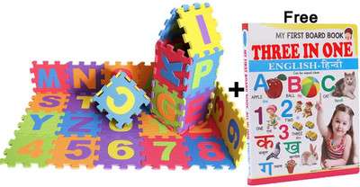 SHALAFI 3in1 BOOK+36Pcs Activity&Building Blocks ABC&Number Puzzle Foam Mat Learning Toy(Multicolor)