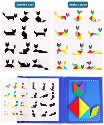 BHVMEY Brain Teaser Puzzle Book – Magnetic Tangram Set for Kids(1 Pieces)