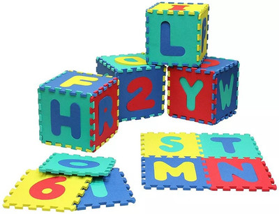 Plus Shine ABC&Number Foam Learning Toy Fun Activity&Building Blocks Thickest Puzzles Mat(Multicolor)