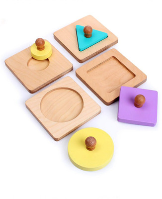 Intellibaby Premium Wooden Blocks Matching Board| Educational Shape Sorter for Kids(Multicolor)
