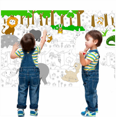 kapishreeenterprise Coloring Re Stick Drawing Paper Roll for Kids 84x12 Inch Jungle Jumble Roll(Multicolor)