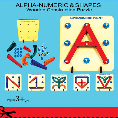 Galactic New Wooden Alphabets Construction Toys for Kids 3 Wooden Puzzles Learning Educational Puzzles Board Alpha-numeric & Shapes (multicolored)(Multicolor)